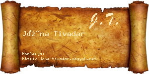 Jóna Tivadar névjegykártya